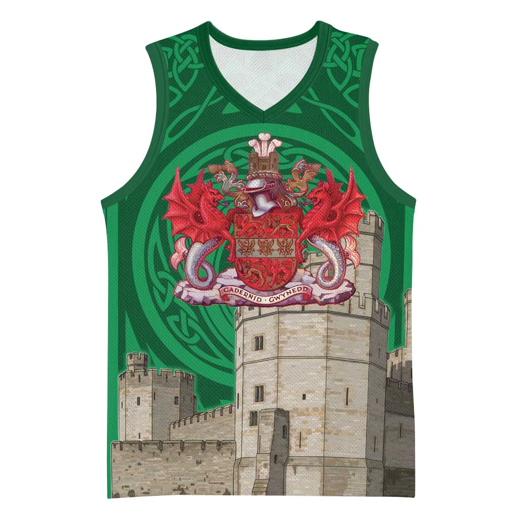 Personalized Caernarfonshire Wales Basketball Jersey Caernarfon Castle and Emblem Celtic Style - Wonder Print Shop