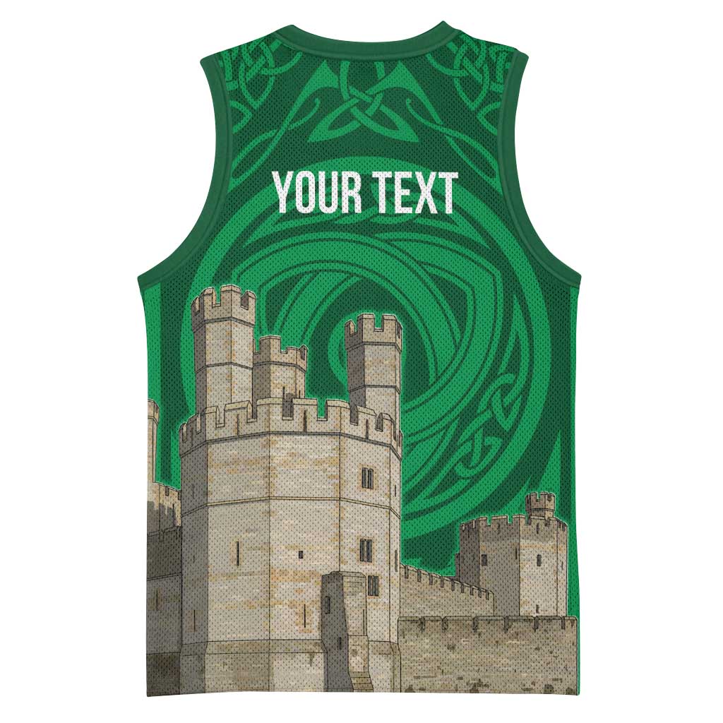 Personalized Caernarfonshire Wales Basketball Jersey Caernarfon Castle and Emblem Celtic Style - Wonder Print Shop