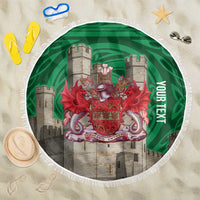 Personalized Caernarfonshire Wales Beach Blanket Caernarfon Castle and Emblem Celtic Style - Wonder Print Shop