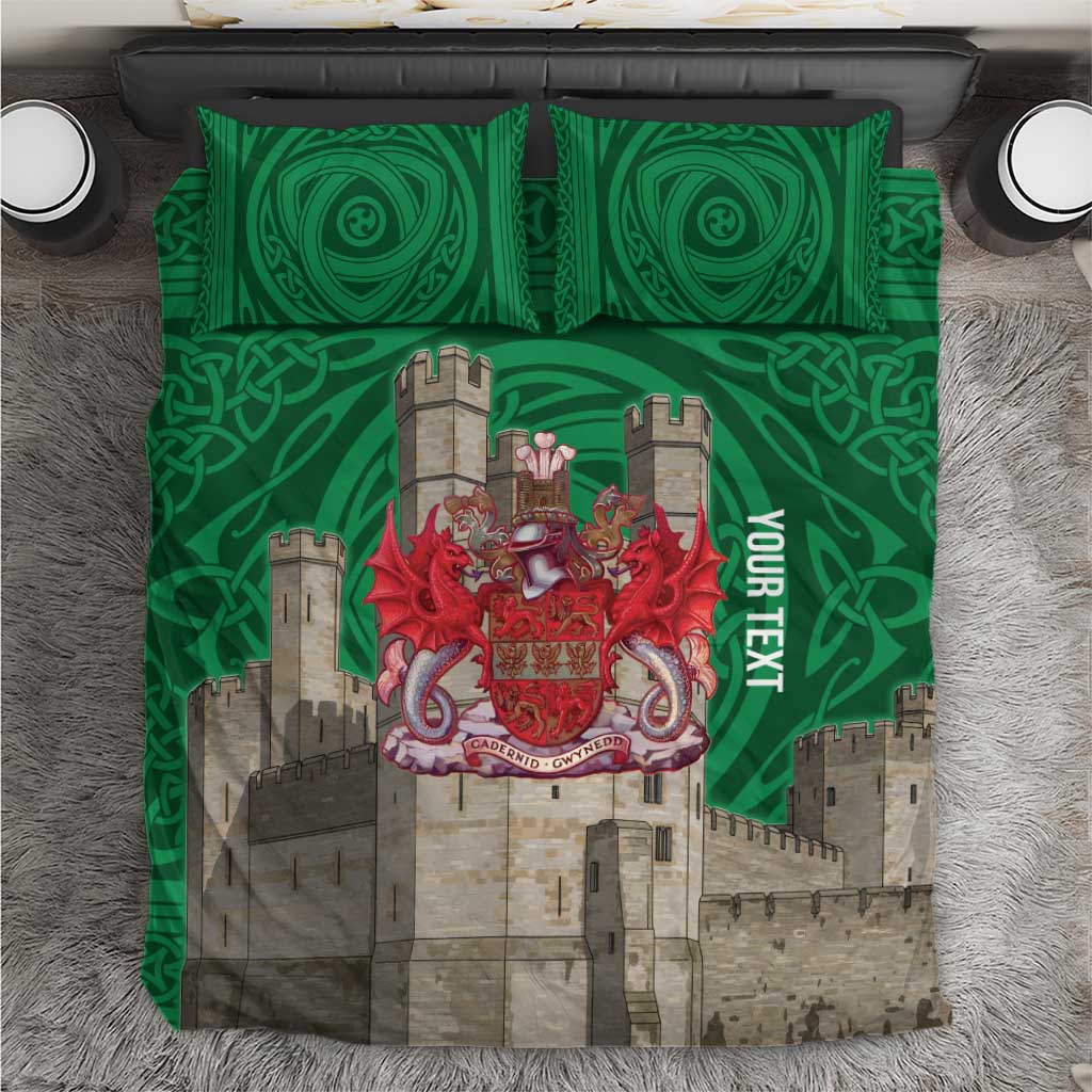 Personalized Caernarfonshire Wales Bedding Set Caernarfon Castle and Emblem Celtic Style - Wonder Print Shop
