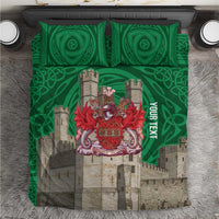 Personalized Caernarfonshire Wales Bedding Set Caernarfon Castle and Emblem Celtic Style - Wonder Print Shop