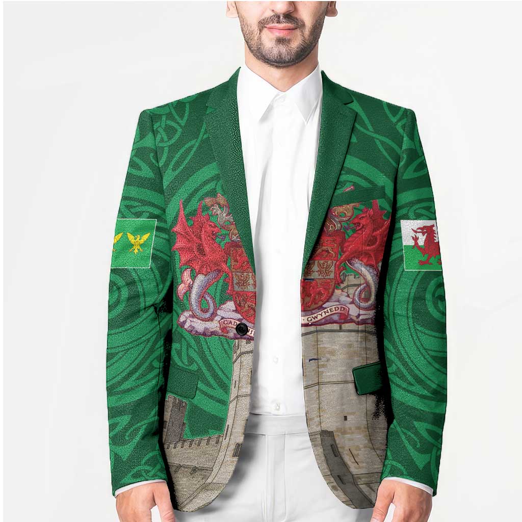 Personalized Caernarfonshire Wales Blazer Caernarfon Castle and Emblem Celtic Style - Wonder Print Shop