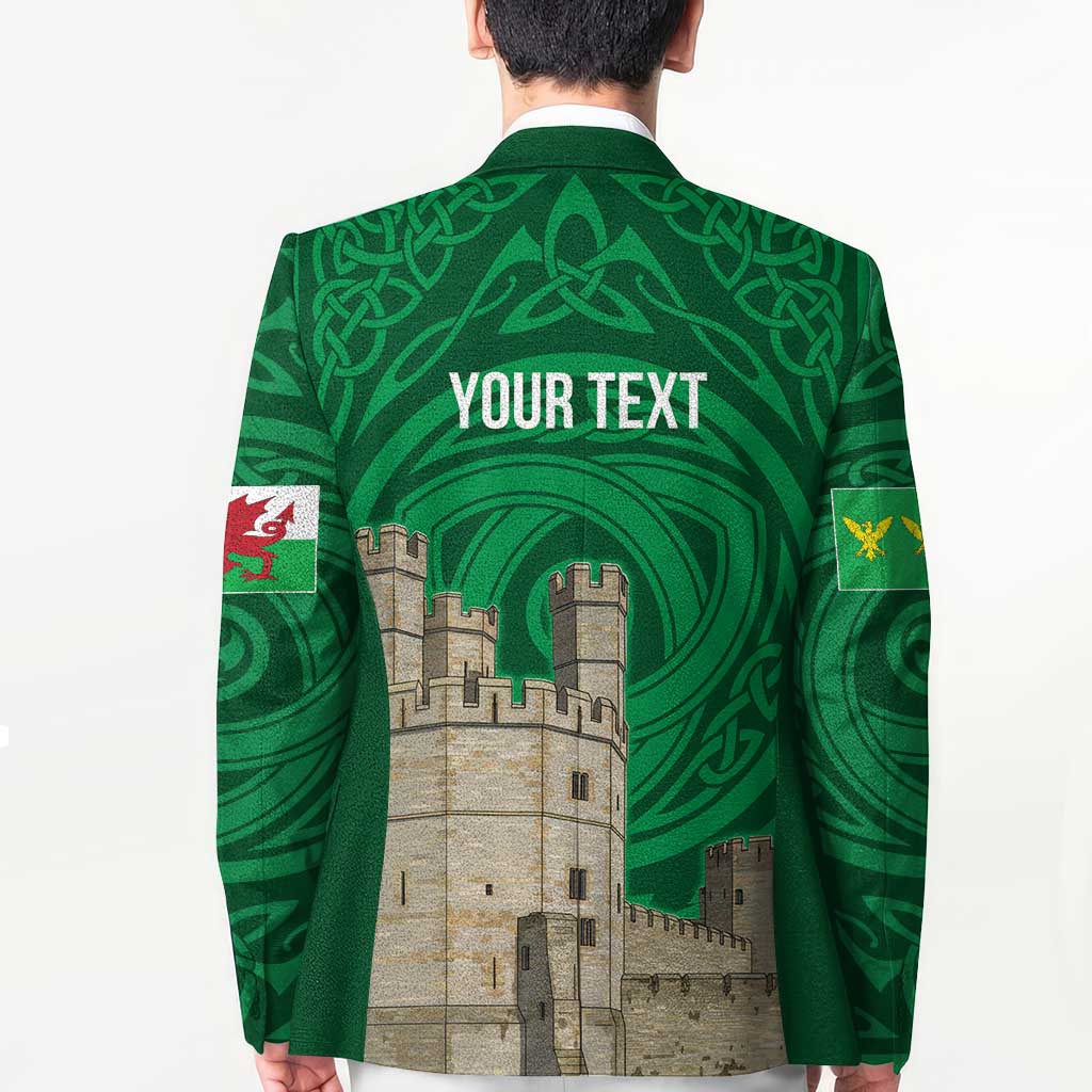 Personalized Caernarfonshire Wales Blazer Caernarfon Castle and Emblem Celtic Style - Wonder Print Shop