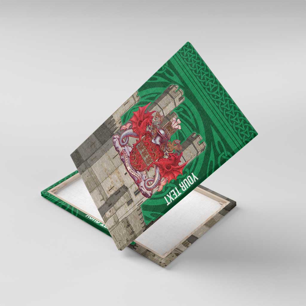 Personalized Caernarfonshire Wales Canvas Wall Art Caernarfon Castle and Emblem Celtic Style - Wonder Print Shop