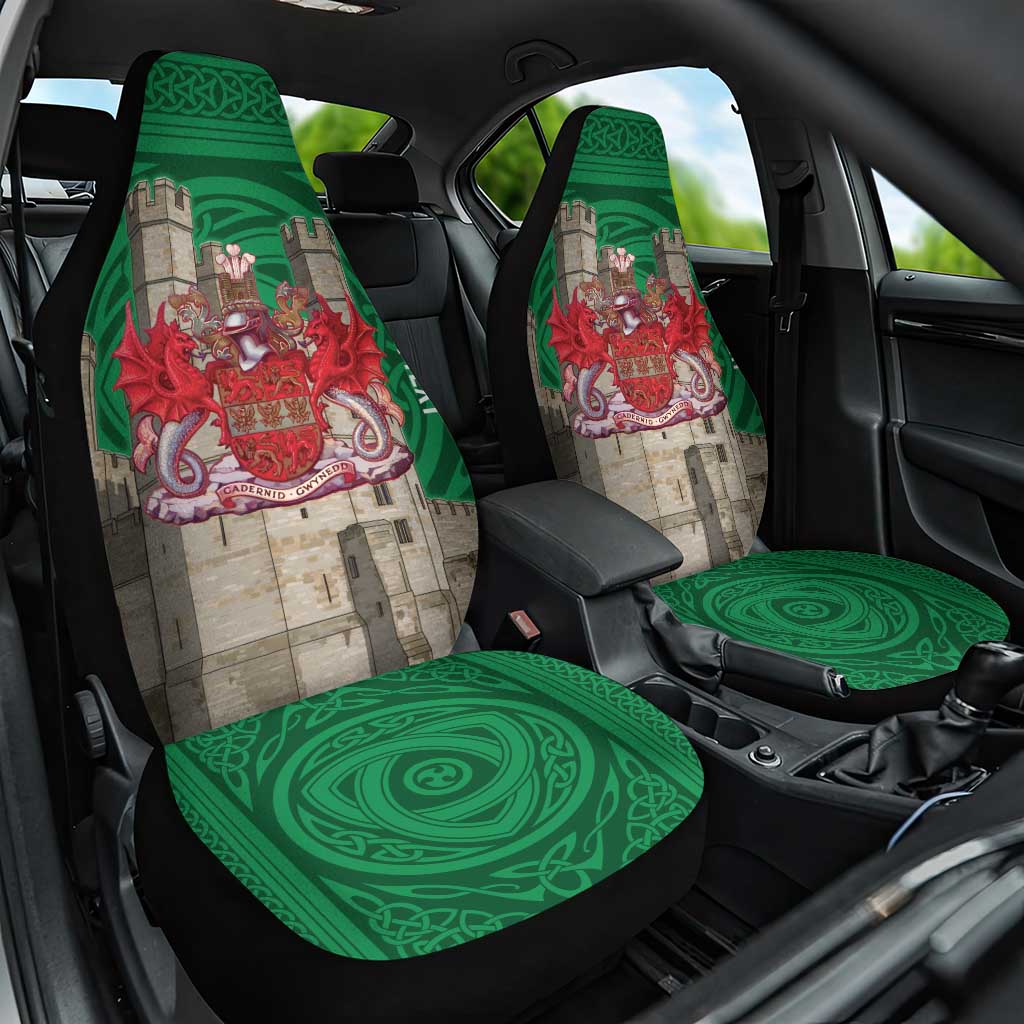 Personalized Caernarfonshire Wales Car Seat Cover Caernarfon Castle and Emblem Celtic Style - Wonder Print Shop