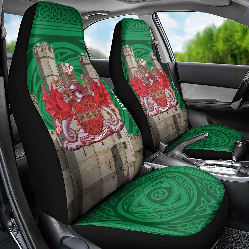 Personalized Caernarfonshire Wales Car Seat Cover Caernarfon Castle and Emblem Celtic Style - Wonder Print Shop