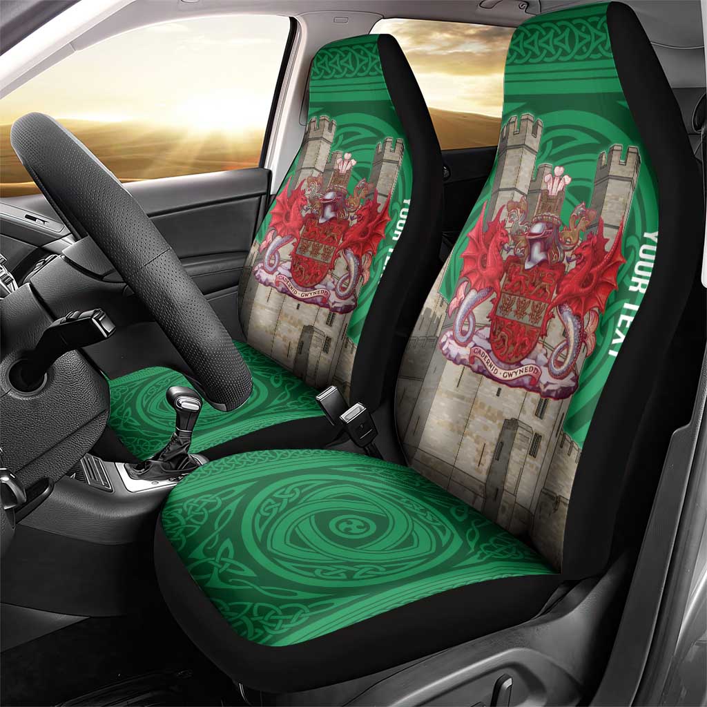 Personalized Caernarfonshire Wales Car Seat Cover Caernarfon Castle and Emblem Celtic Style - Wonder Print Shop