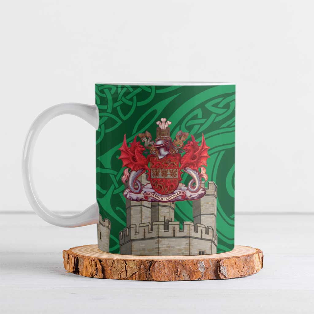 Personalized Caernarfonshire Wales Ceramic Mug Caernarfon Castle and Emblem Celtic Style - Wonder Print Shop