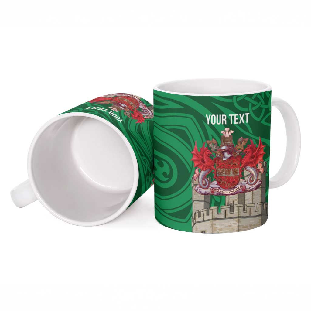 Personalized Caernarfonshire Wales Ceramic Mug Caernarfon Castle and Emblem Celtic Style - Wonder Print Shop