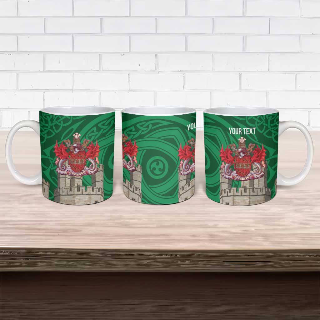 Personalized Caernarfonshire Wales Ceramic Mug Caernarfon Castle and Emblem Celtic Style - Wonder Print Shop