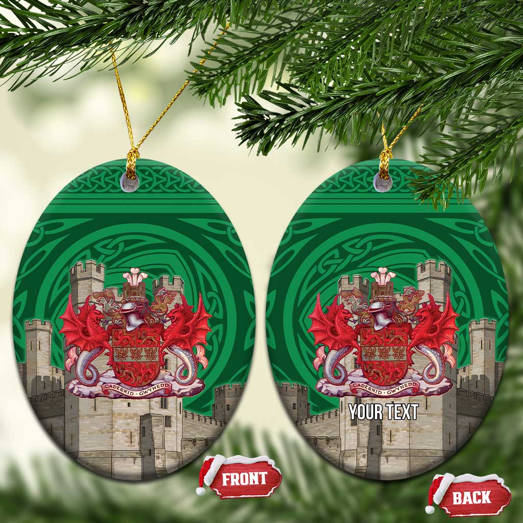 Personalized Caernarfonshire Wales Ceramic Ornament Caernarfon Castle and Emblem Celtic Style - Wonder Print Shop