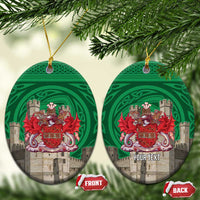 Personalized Caernarfonshire Wales Ceramic Ornament Caernarfon Castle and Emblem Celtic Style - Wonder Print Shop
