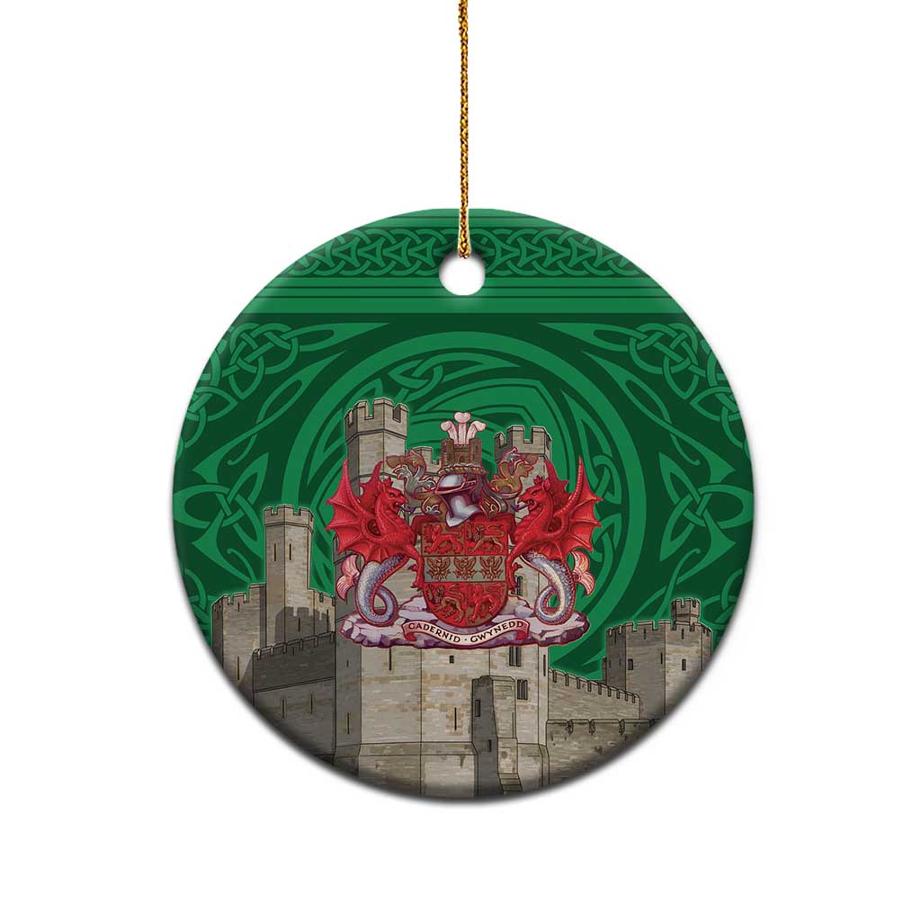 Personalized Caernarfonshire Wales Ceramic Ornament Caernarfon Castle and Emblem Celtic Style - Wonder Print Shop