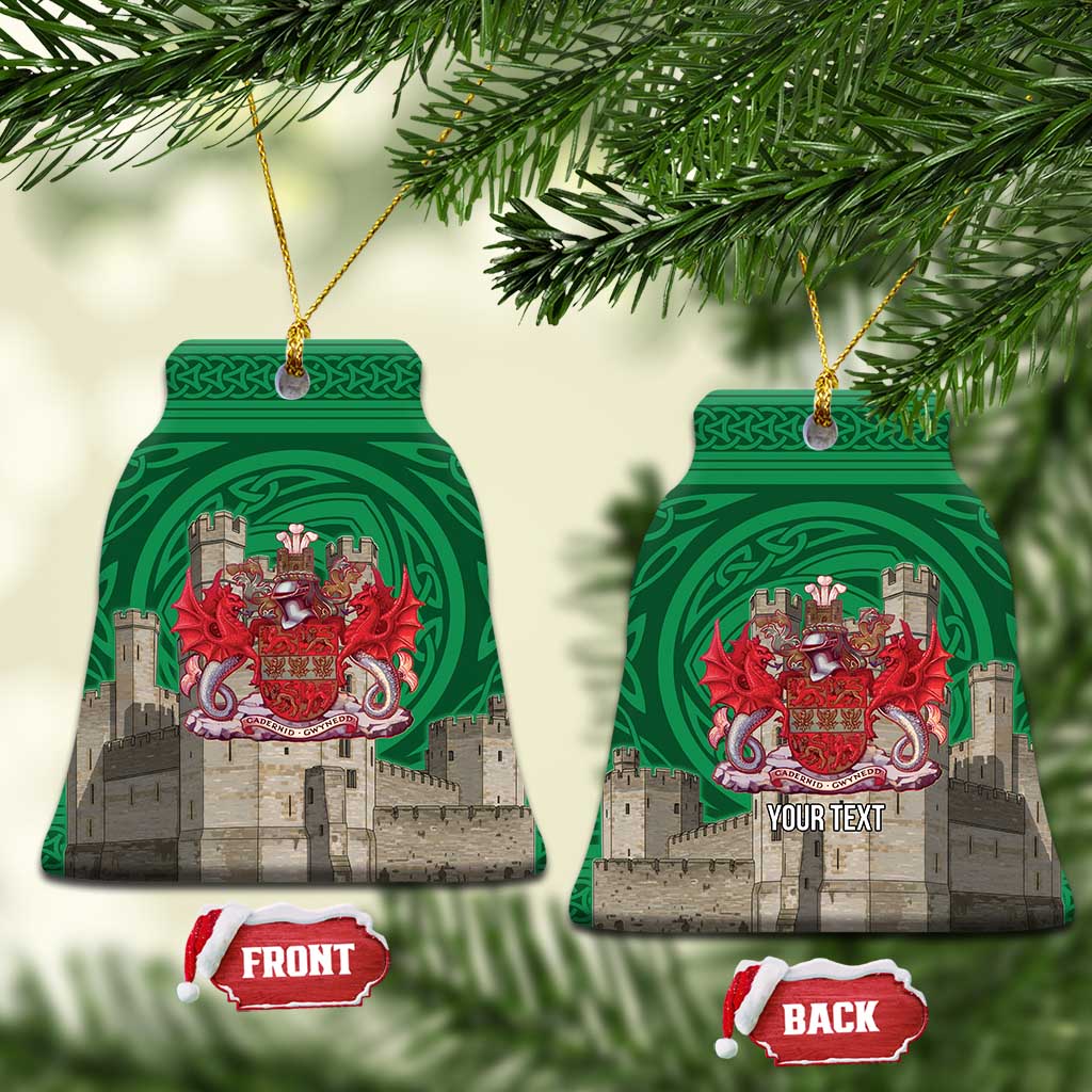 Personalized Caernarfonshire Wales Ceramic Ornament Caernarfon Castle and Emblem Celtic Style - Wonder Print Shop
