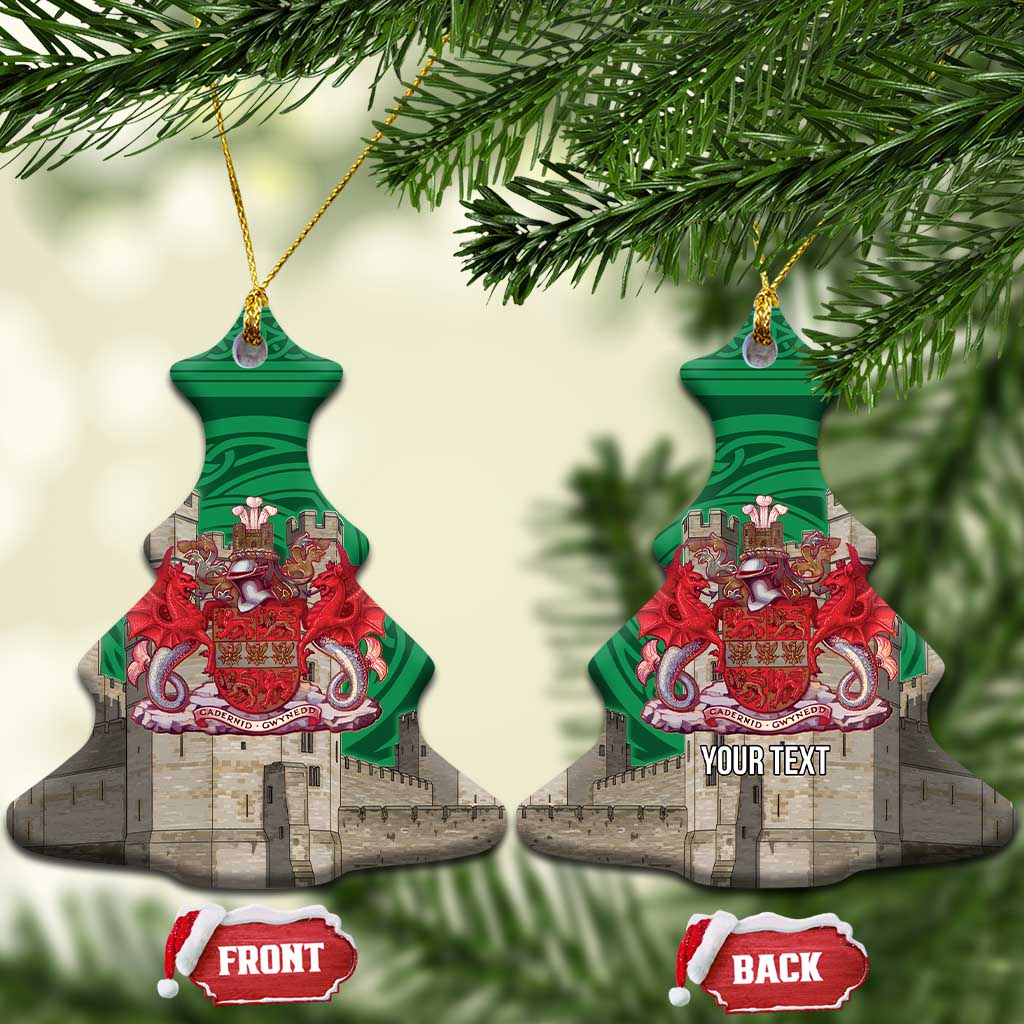 Personalized Caernarfonshire Wales Ceramic Ornament Caernarfon Castle and Emblem Celtic Style - Wonder Print Shop