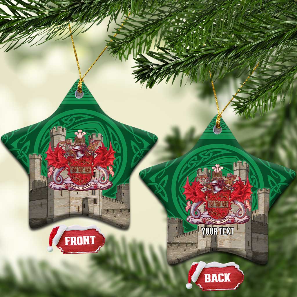 Personalized Caernarfonshire Wales Ceramic Ornament Caernarfon Castle and Emblem Celtic Style - Wonder Print Shop