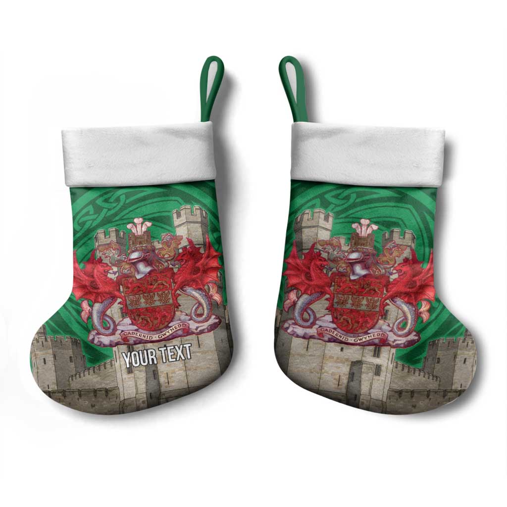 Personalized Caernarfonshire Wales Christmas Stocking Caernarfon Castle and Emblem Celtic Style - Wonder Print Shop