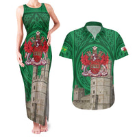 Personalized Caernarfonshire Wales Couples Matching Tank Maxi Dress and Hawaiian Shirt Caernarfon Castle and Emblem Celtic Style - Wonder Print Shop