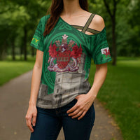 Personalized Caernarfonshire Wales Cross Shoulder Shirt Caernarfon Castle and Emblem Celtic Style - Wonder Print Shop