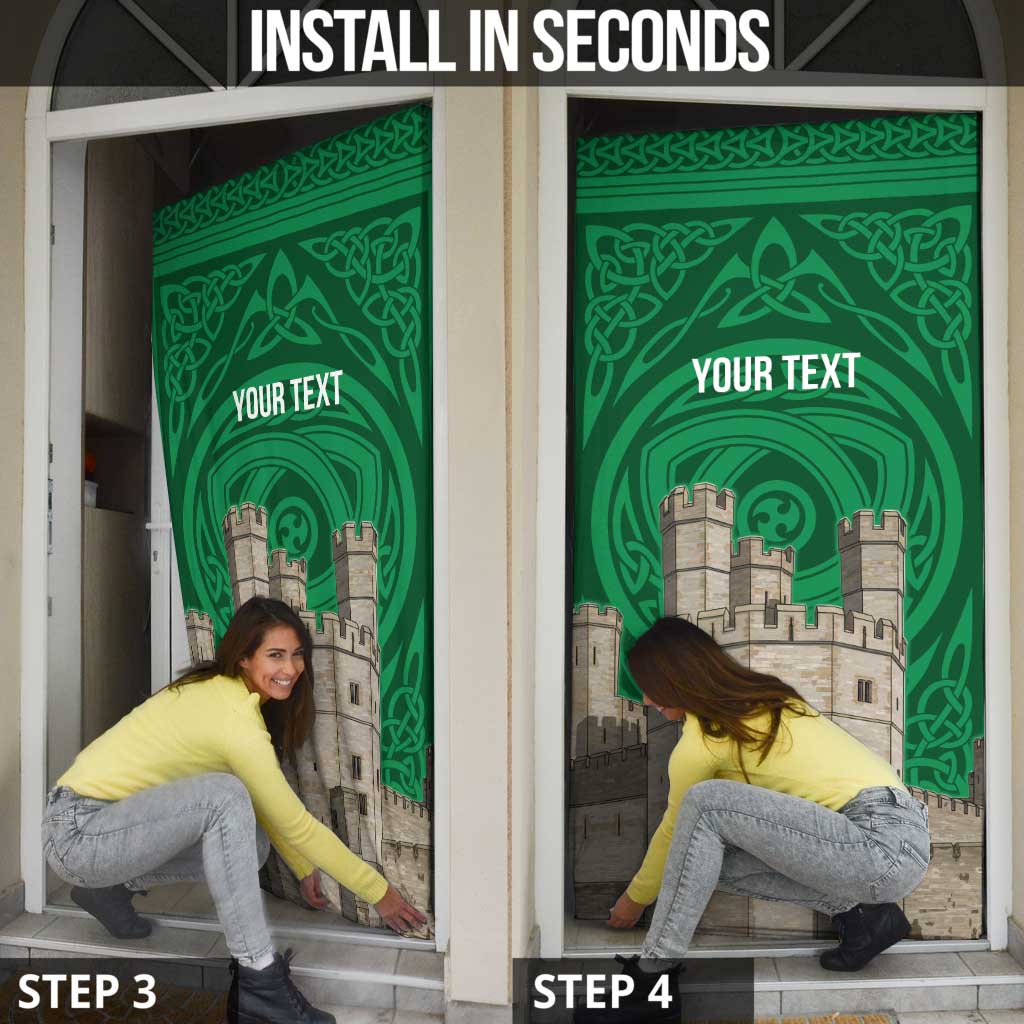 Personalized Caernarfonshire Wales Door Cover Caernarfon Castle and Emblem Celtic Style - Wonder Print Shop