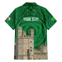 Personalized Caernarfonshire Wales Family Matching Long Sleeve Bodycon Dress and Hawaiian Shirt Caernarfon Castle and Emblem Celtic Style - Wonder Print Shop