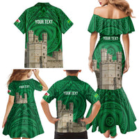 Personalized Caernarfonshire Wales Family Matching Mermaid Dress and Hawaiian Shirt Caernarfon Castle and Emblem Celtic Style - Wonder Print Shop