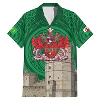 Personalized Caernarfonshire Wales Family Matching Mermaid Dress and Hawaiian Shirt Caernarfon Castle and Emblem Celtic Style - Wonder Print Shop