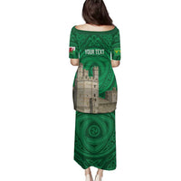 Personalized Caernarfonshire Wales Family Matching Puletasi and Hawaiian Shirt Caernarfon Castle and Emblem Celtic Style - Wonder Print Shop