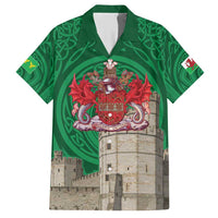 Personalized Caernarfonshire Wales Family Matching Short Sleeve Bodycon Dress and Hawaiian Shirt Caernarfon Castle and Emblem Celtic Style - Wonder Print Shop