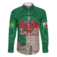 Personalized Caernarfonshire Wales Family Matching Short Sleeve Bodycon Dress and Hawaiian Shirt Caernarfon Castle and Emblem Celtic Style - Wonder Print Shop
