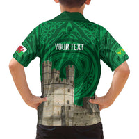 Personalized Caernarfonshire Wales Family Matching Summer Maxi Dress and Hawaiian Shirt Caernarfon Castle and Emblem Celtic Style - Wonder Print Shop
