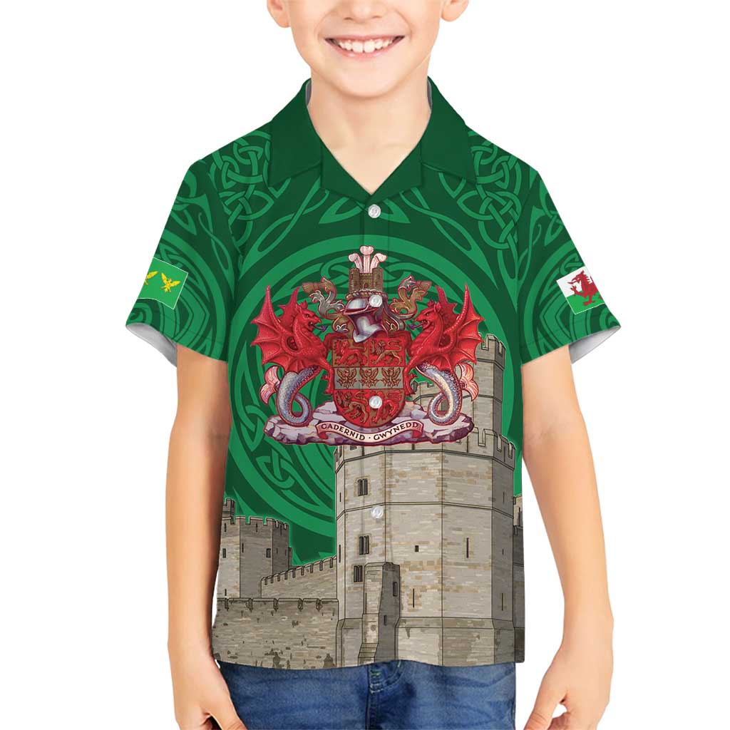 Personalized Caernarfonshire Wales Family Matching Tank Maxi Dress and Hawaiian Shirt Caernarfon Castle and Emblem Celtic Style - Wonder Print Shop