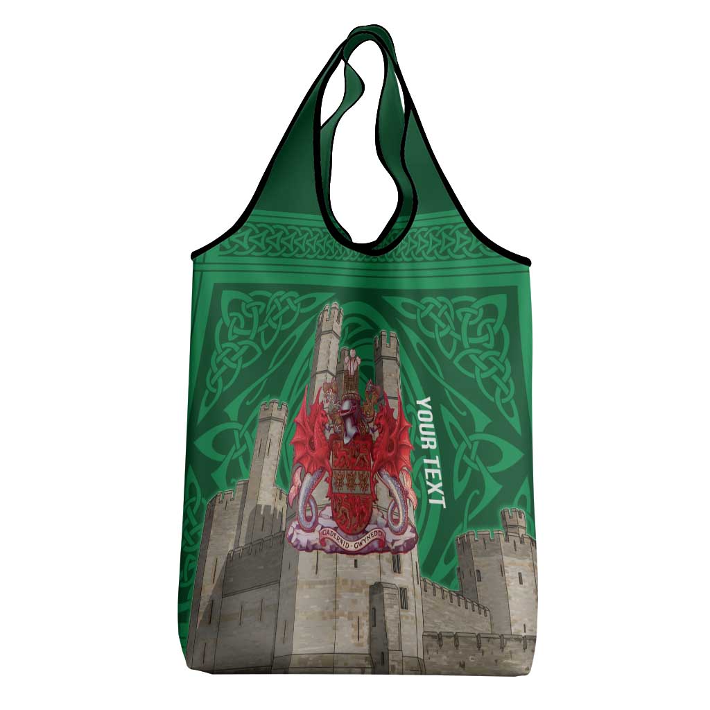 Personalized Caernarfonshire Wales Grocery Bag Caernarfon Castle and Emblem Celtic Style - Wonder Print Shop