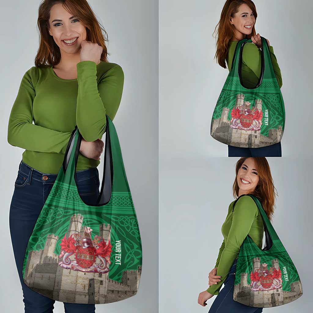 Personalized Caernarfonshire Wales Grocery Bag Caernarfon Castle and Emblem Celtic Style - Wonder Print Shop