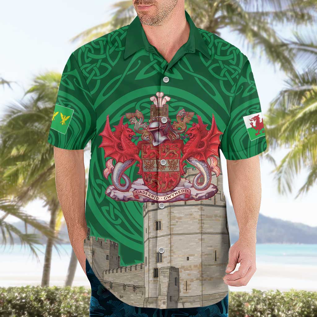 Personalized Caernarfonshire Wales Hawaiian Shirt Caernarfon Castle and Emblem Celtic Style - Wonder Print Shop