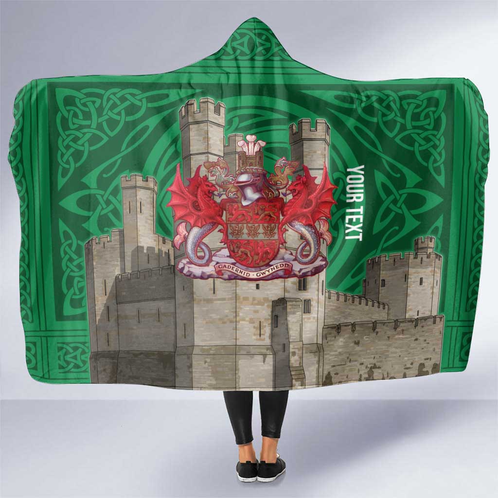 Personalized Caernarfonshire Wales Hooded Blanket Caernarfon Castle and Emblem Celtic Style - Wonder Print Shop