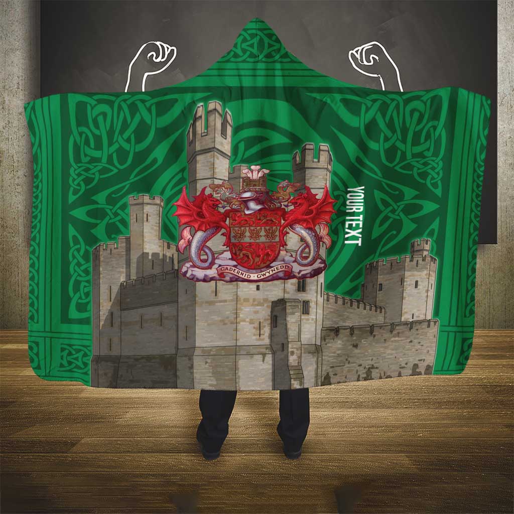 Personalized Caernarfonshire Wales Hooded Blanket Caernarfon Castle and Emblem Celtic Style - Wonder Print Shop