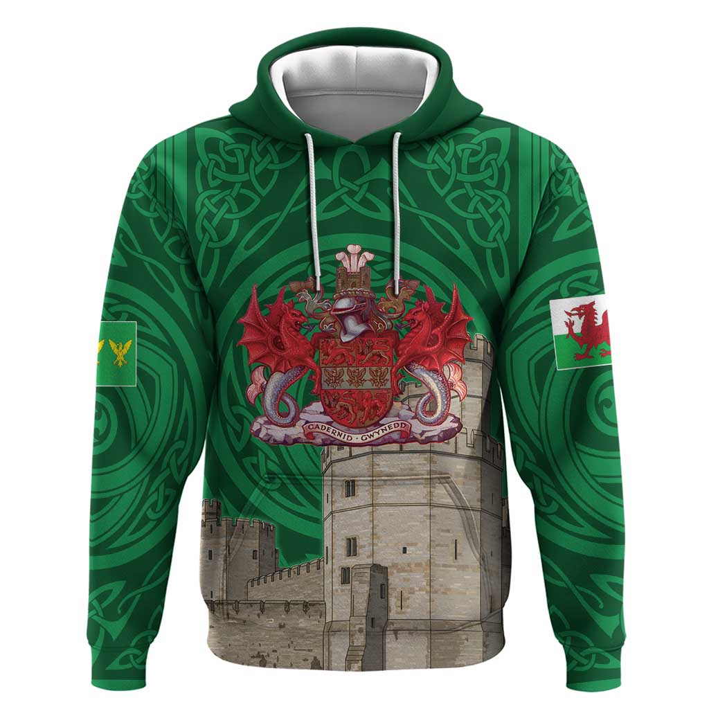 Personalized Caernarfonshire Wales Hoodie Caernarfon Castle and Emblem Celtic Style - Wonder Print Shop