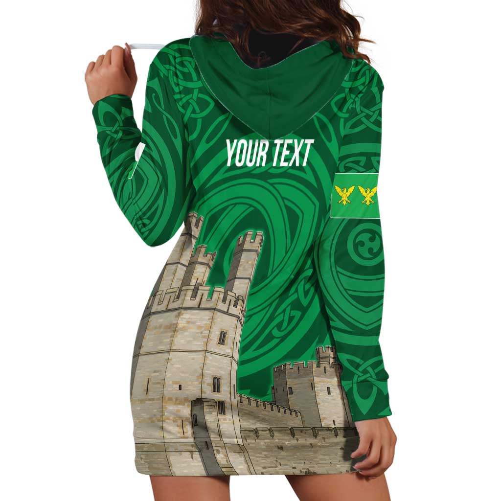 Personalized Caernarfonshire Wales Hoodie Dress Caernarfon Castle and Emblem Celtic Style - Wonder Print Shop