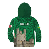 Personalized Caernarfonshire Wales Kid Hoodie Caernarfon Castle and Emblem Celtic Style - Wonder Print Shop