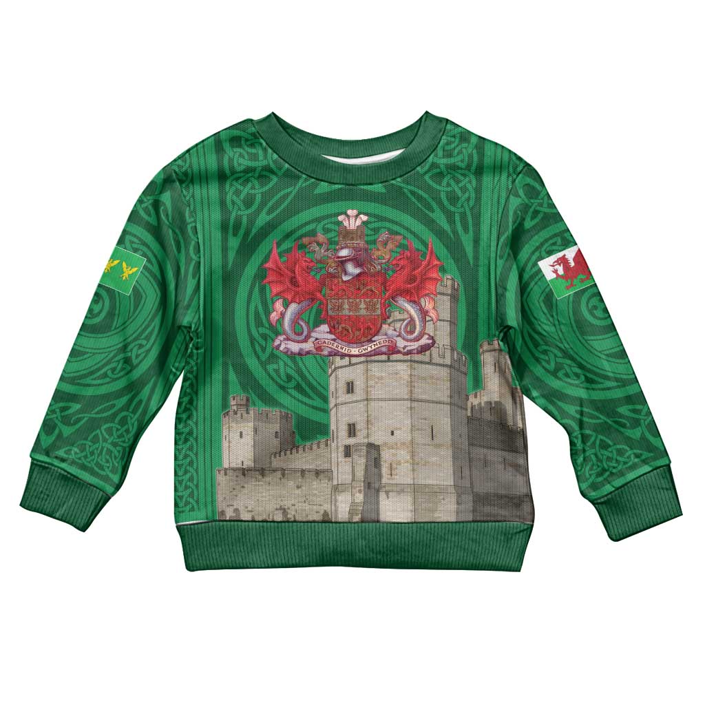 Personalized Caernarfonshire Wales Kid Ugly Christmas Sweater Caernarfon Castle and Emblem Celtic Style - Wonder Print Shop