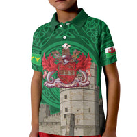 Personalized Caernarfonshire Wales Kid Polo Shirt Caernarfon Castle and Emblem Celtic Style - Wonder Print Shop