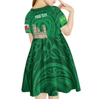 Personalized Caernarfonshire Wales Kid Short Sleeve Dress Caernarfon Castle and Emblem Celtic Style - Wonder Print Shop