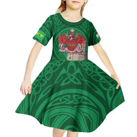 Personalized Caernarfonshire Wales Kid Short Sleeve Dress Caernarfon Castle and Emblem Celtic Style - Wonder Print Shop
