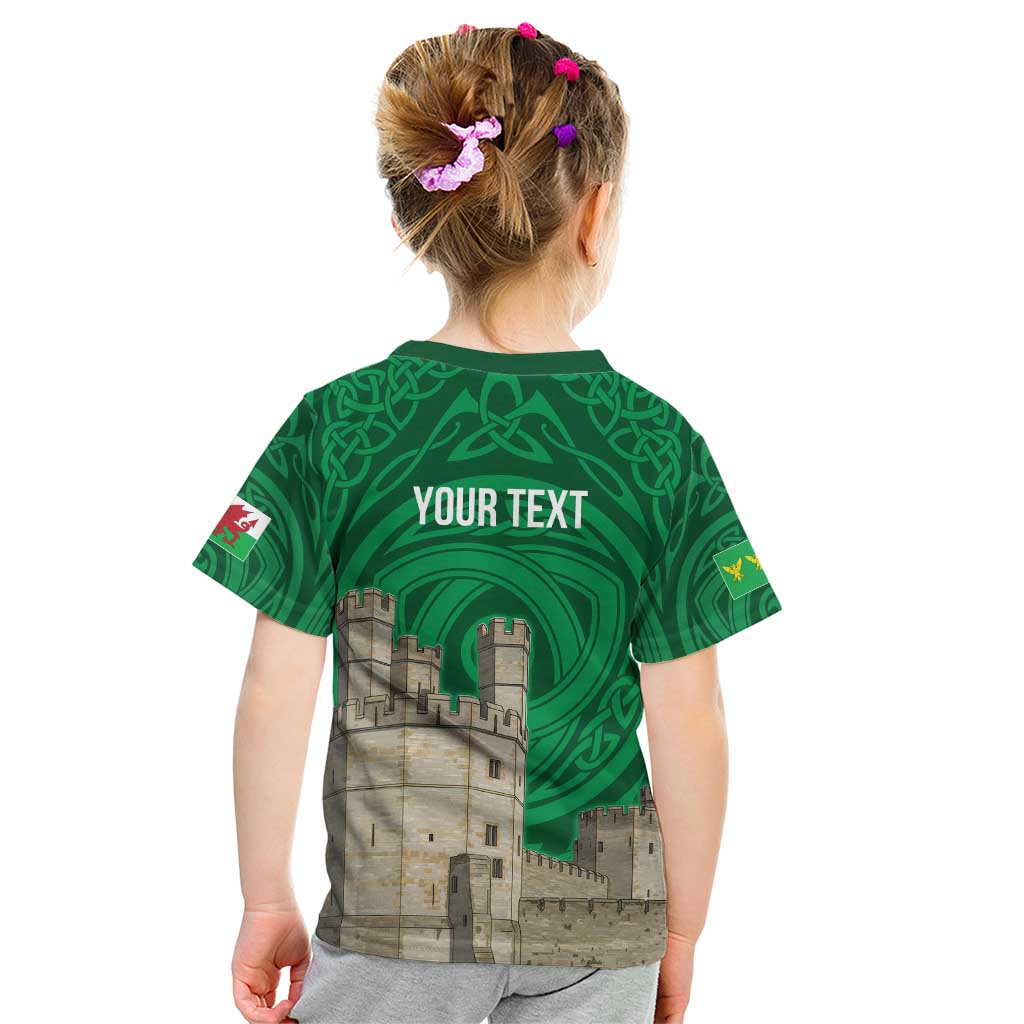 Personalized Caernarfonshire Wales Kid T Shirt Caernarfon Castle and Emblem Celtic Style - Wonder Print Shop