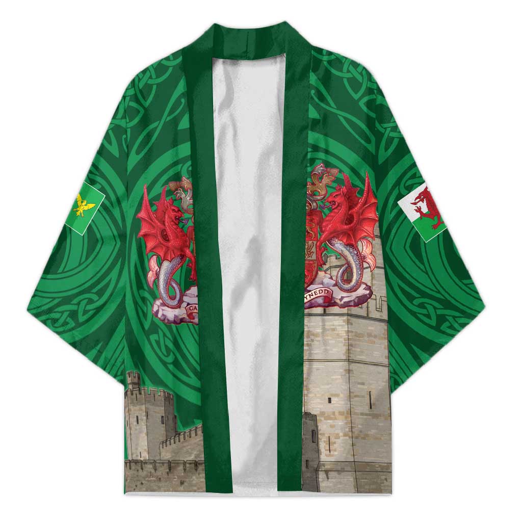 Personalized Caernarfonshire Wales Kimono Caernarfon Castle and Emblem Celtic Style - Wonder Print Shop