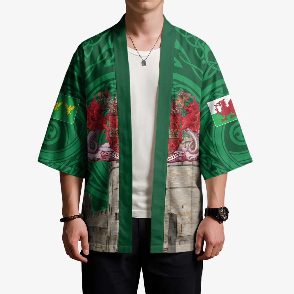Personalized Caernarfonshire Wales Kimono Caernarfon Castle and Emblem Celtic Style - Wonder Print Shop
