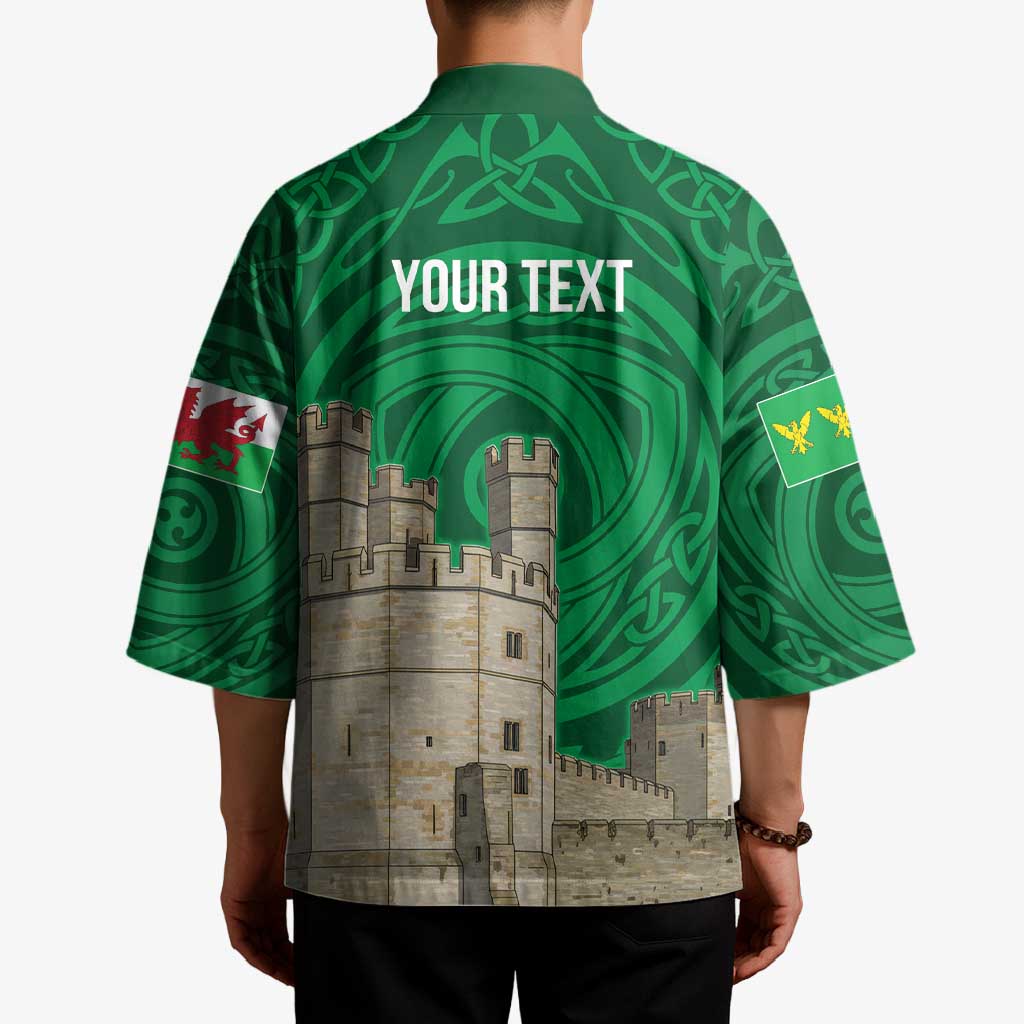 Personalized Caernarfonshire Wales Kimono Caernarfon Castle and Emblem Celtic Style - Wonder Print Shop
