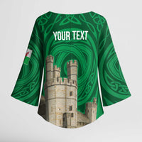 Personalized Caernarfonshire Wales Kimono Sleeve Blouse Caernarfon Castle and Emblem Celtic Style - Wonder Print Shop
