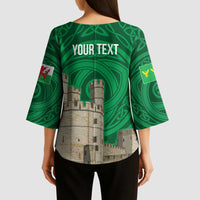 Personalized Caernarfonshire Wales Kimono Sleeve Blouse Caernarfon Castle and Emblem Celtic Style - Wonder Print Shop